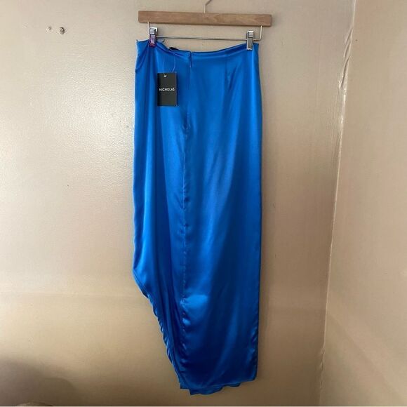 Nicholas Manon Skirt in Olympic blue satin wrap high slit midi Revolve nwt - Picture 11 of 11